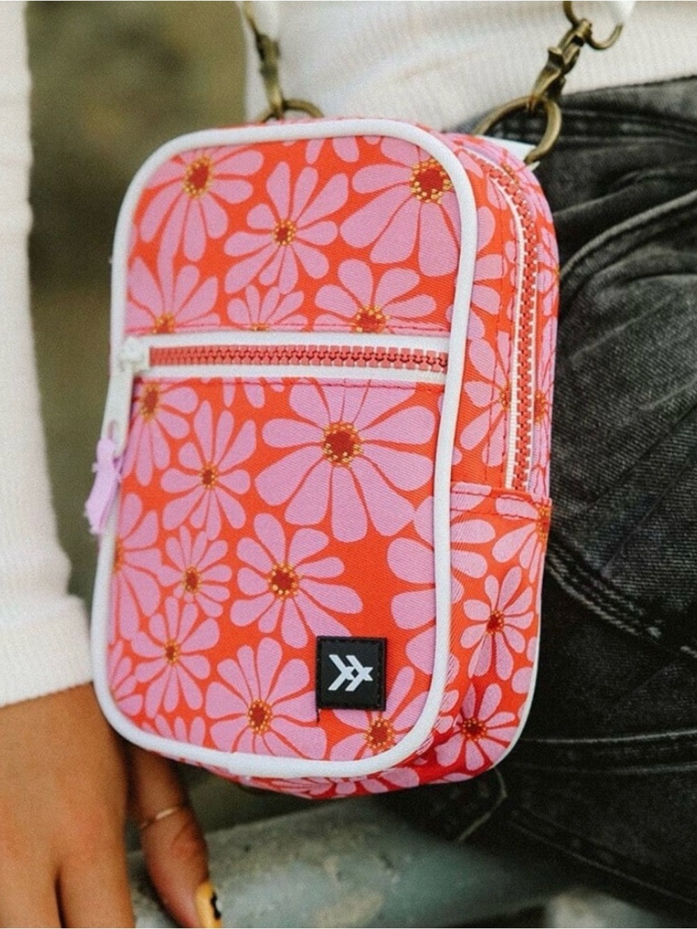 Floral Mini Crossbody Bag in Pink and Red by Thread